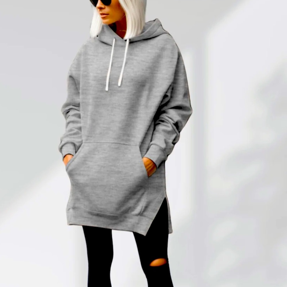WARMY. OVERSIZED HOODIE DRESS. Gray Size M.  NWT